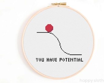 You Have Potential Cross Stitch Pattern: Physics Science Gift (Digital Download)
