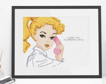 Lose My Number Cross Stitch Pattern: Funny Feminist Sarcastic Embroidery (Digital Download)