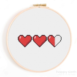 Health Bar Cross Stitch Pattern - 8-Bit Game Cross Stitch Pattern - Arcade Game Cross Stitch - Gamer Cross Stitch Pattern PDF - Gaming