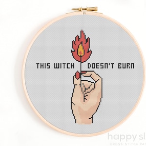 Funny Feminist Witch Cross Stitch Pattern: Salem Vintage Style (Digital Download)