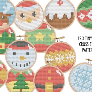 Tiny Xmas Baubles Cross Stitch Charts: 2&quot; Mini Patterns (PDF)
