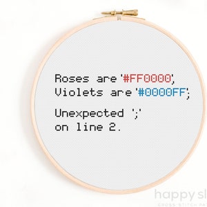 Roses are #FF0000 Cross Stitch Pattern: Programmer Gift (Digital Download)