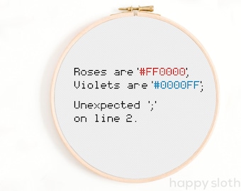 Roses are #FF0000 Cross Stitch Pattern: Programmer Gift (Digital Download)
