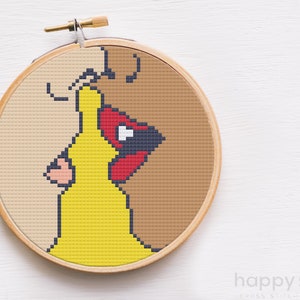 Retro Kiss Cross Stitch Pattern: Funny LGBT Design (Digital Download)