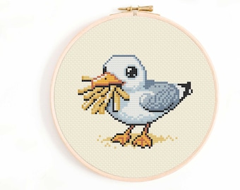 Funny Lucky Seagull Cross Stitch Pattern (Instant Download PDF)