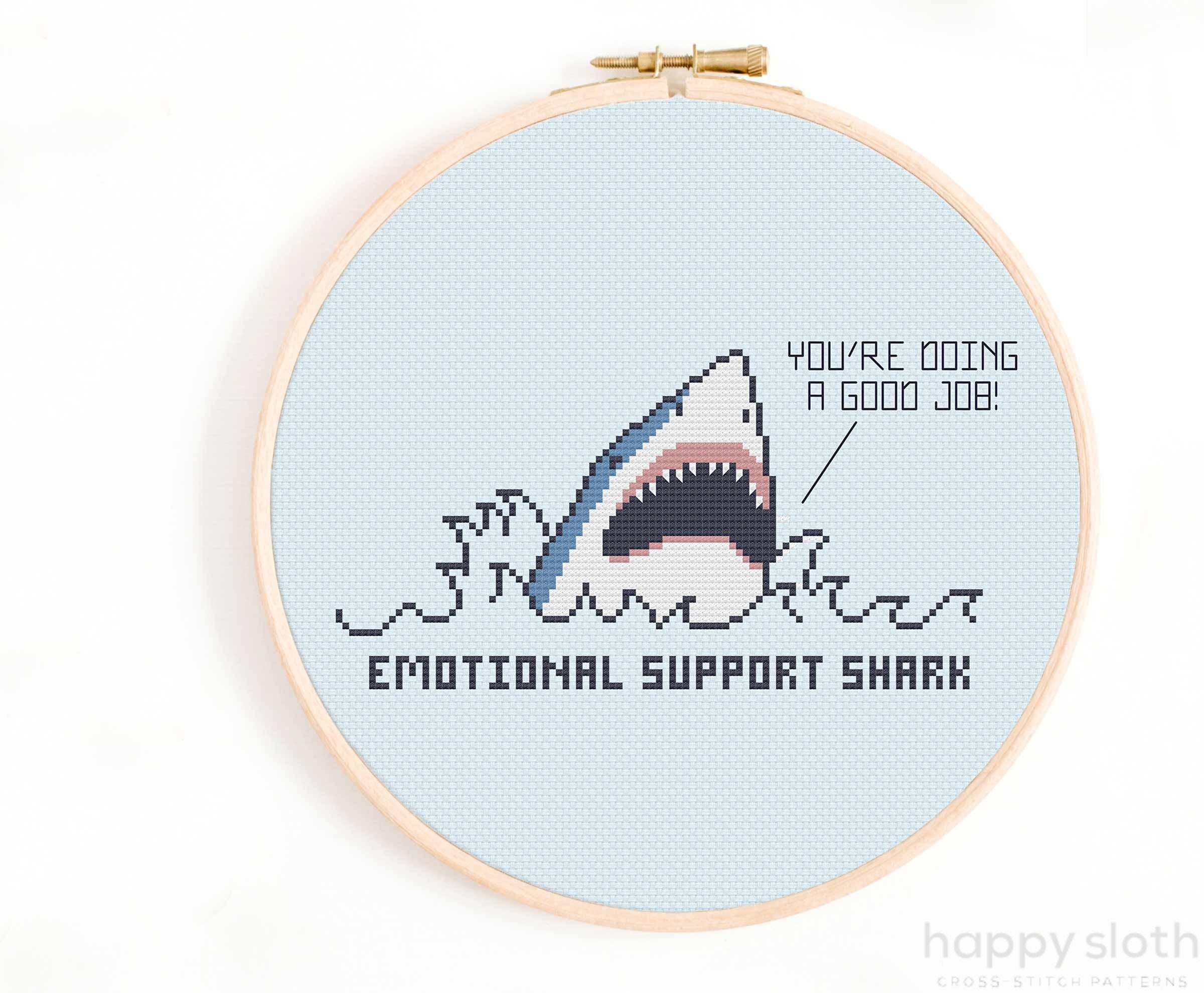 Emotional Support Shark Cross Stitch Pattern: Funny Animal Chart (Digital Download)