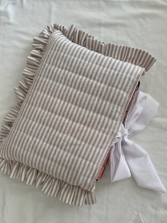 Quilted Bow Bible Sleeve with Ruffles and Stripes | Striped Quilted Book Sleeve | Gift for Women | Christian Gift for Women