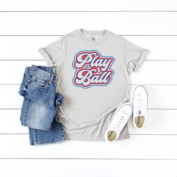 Play Ball Retro Shirt | Play Ball Shirt | Womens Baseball Shirt| Baseball Mom | Baseball Tee