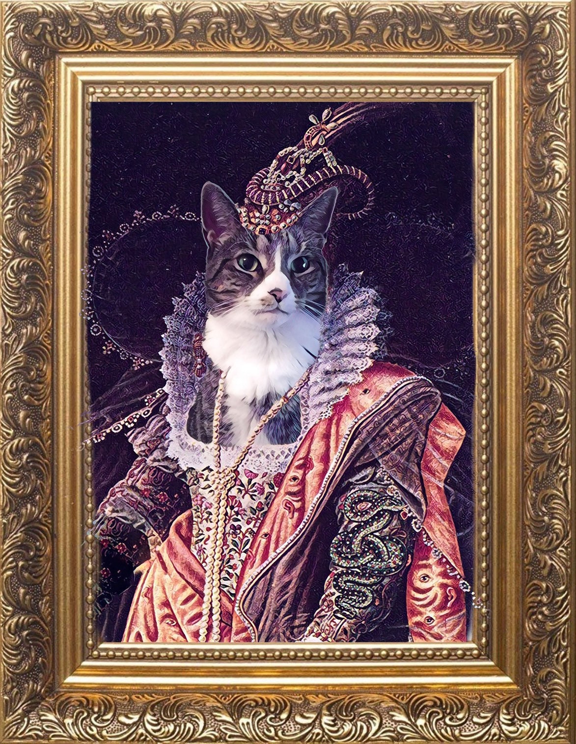 Royal Pet Portrait Vintage Custom Portrait Personalized Pet Etsy