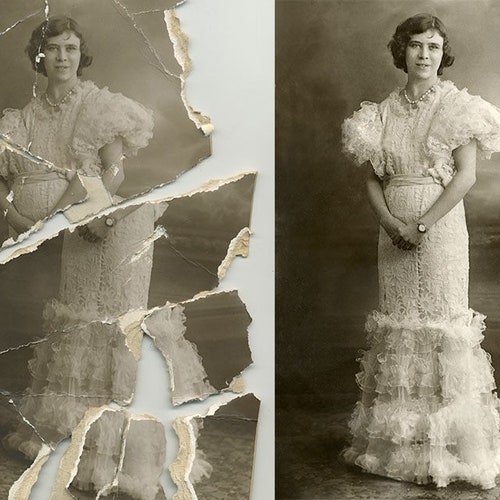 Service avancé de restauration d’images | Restaurez d’anciennes photos, améliorez les images, réparez les photos vintage déchirées et rayées