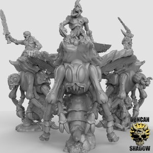 Mounted Plague Demons 3D Printed Resin Miniature | Tabletop Role Playing | Dungeons and Dragons | Pathfinder Miniatures | Wargaming