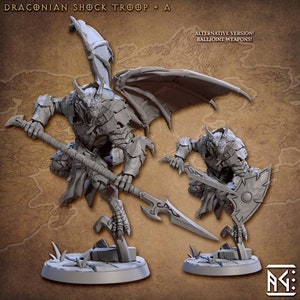 Draconian Shock Troop V1 (30mm Base) 3D Printed Resin Miniature | Tabletop Role Playing | Dungeons & Dragons | Pathfinder Mini | Wargame