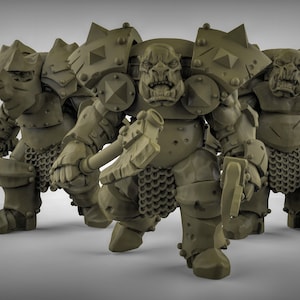 Heavily Armored Orcs 3D Printed Resin Miniature | Tabletop Role Playing | Dungeons and Dragons | Pathfinder Miniatures | Wargaming