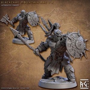 Blackcrag Orc v2 (30mm Base) 3D Printed Resin Miniature | Tabletop Role Playing | Dungeons and Dragons | Pathfinder Miniatures | Wargaming