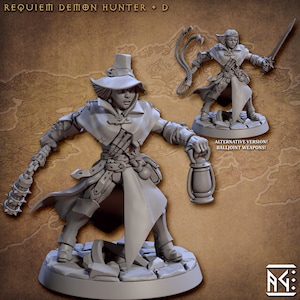 Requim Demon Hunter v4 (30mm base) 3D Printed Resin Miniature | Tabletop RPG Game | Dungeons and Dragon | Pathfinder Mini | Wargame