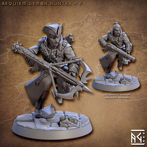 Requim Demon Hunter v6 (30mm base) 3D Printed Resin Miniature | Tabletop RPG Game | Dungeons and Dragon | Pathfinder Mini | Wargame
