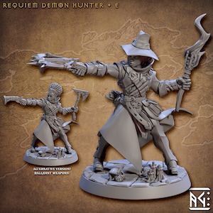 Requim Demon Hunter v5 (30mm base) 3D Printed Resin Miniature | Tabletop RPG Game | Dungeons and Dragon | Pathfinder Mini | Wargame