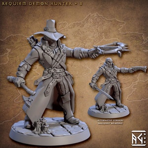 Requim Demon Hunter v2 (30mm base) 3D Printed Resin Miniature | Tabletop RPG Game | Dungeons and Dragon | Pathfinder Mini | Wargame
