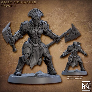 Golem Simulacra Warforged v6 (30mm Base) 3D Printed Resin Miniature | Tabletop Role Playing | Dungeons & Dragons | Pathfinder | Wargame