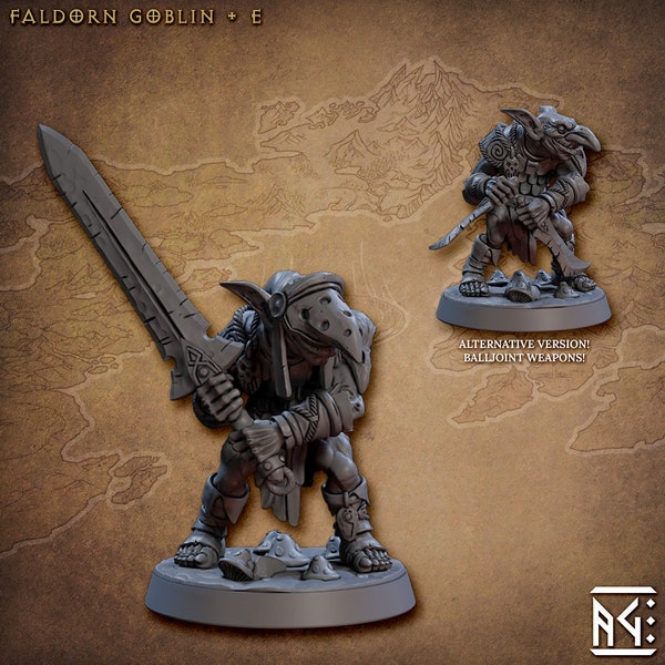 Faldorn Goblin v5 (25mm Base) 3D Printed Resin Miniature | Tabletop Role Playing | Dungeons and Dragons | Pathfinder | Wargaming