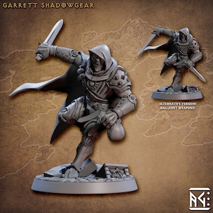 Garrett Shadowgear Warforged Rogue (30mm Base) 3D Printed Resin Miniature | Tabletop Role Play | Dungeons & Dragons | Pathfinder | Wargame