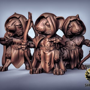 Mouse Rangers With Bows 3D Printed Resin Miniature | Tabletop Role Playing | Dungeons and Dragons | Pathfinder Miniatures | Wargaming