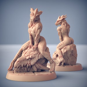 Draconian Maiden Pin Up 3D Printed Resin Miniature | Tabletop Role Playing | Dungeons and Dragons | Pathfinder Miniatures | Wargaming
