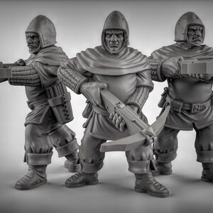 City Guards With Crossbows 3D Printed Resin Miniature | Tabletop Role Playing | Dungeons and Dragons | Pathfinder Miniatures | Wargaming