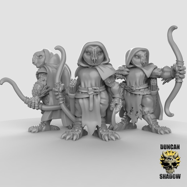 Owl Folk Rangers v1 3D Printed Resin Miniature | Tabletop Role Playing | Dungeons and Dragons | Pathfinder Miniatures | Wargaming