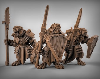 Armored Rat Men With Shields 3D Printed Resin Miniature | Tabletop Role Playing | Dungeons and Dragons | Pathfinder Miniatures | Wargaming