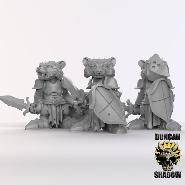 Racoon Folk Paladins 3D Printed Resin Miniature | Tabletop Role Playing | Dungeons and Dragons | Pathfinder Miniatures | Wargaming