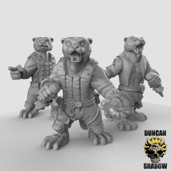 Otter Folk with Daggers 3D Printed Resin Miniature | Tabletop Role Playing | Dungeons and Dragons | Pathfinder Miniatures | Wargaming