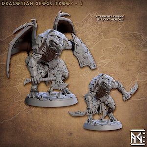 Draconian Shock Troop V2 (30mm Base) 3D Printed Resin Miniature | Tabletop Role Playing | Dungeons & Dragons | Pathfinder Mini | Wargame