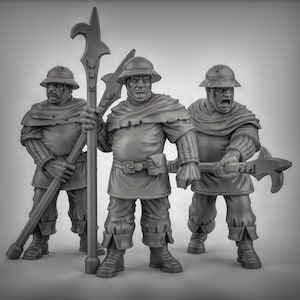 City Guards With Halberds 3D Printed Resin Miniature | Tabletop Role Playing | Dungeons and Dragons | Pathfinder Miniatures | Wargaming