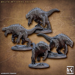 Lizardmen Wyvern Brutes (50mm Base) 3D Printed Resin Miniature | Tabletop Role Play | Dungeons & Dragons | Pathfinder | Wargame