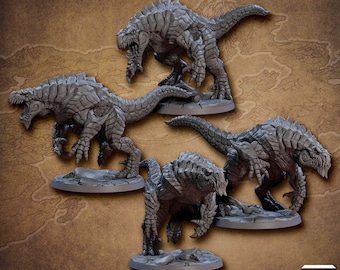 Lizardmen Wyvern Brutes (50mm Base) 3D Printed Resin Miniature | Tabletop Role Play | Dungeons & Dragons | Pathfinder | Wargame