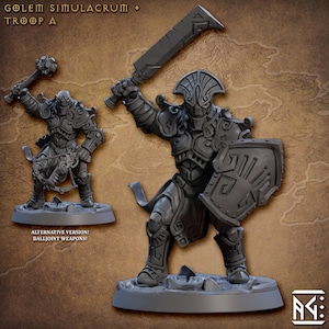 Golem Simulacra Warforged v1 (30mm Base) 3D Printed Resin Miniature | Tabletop Role Playing | Dungeons & Dragons | Pathfinder | Wargame