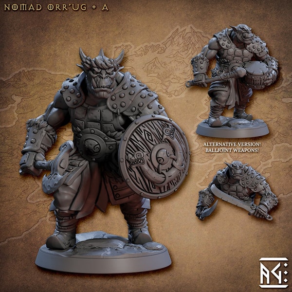 Nomad Orr’ugs v1 (30mm Base) 3D Printed Resin Miniature | Tabletop Role Playing | Dungeons and Dragons | Pathfinder | Wargaming