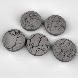 Cracked Earth Miniature Base Set v1 3D Printed Resin Miniature | Tabletop Role Playing | Dungeons and Dragons | Pathfinder Miniatures