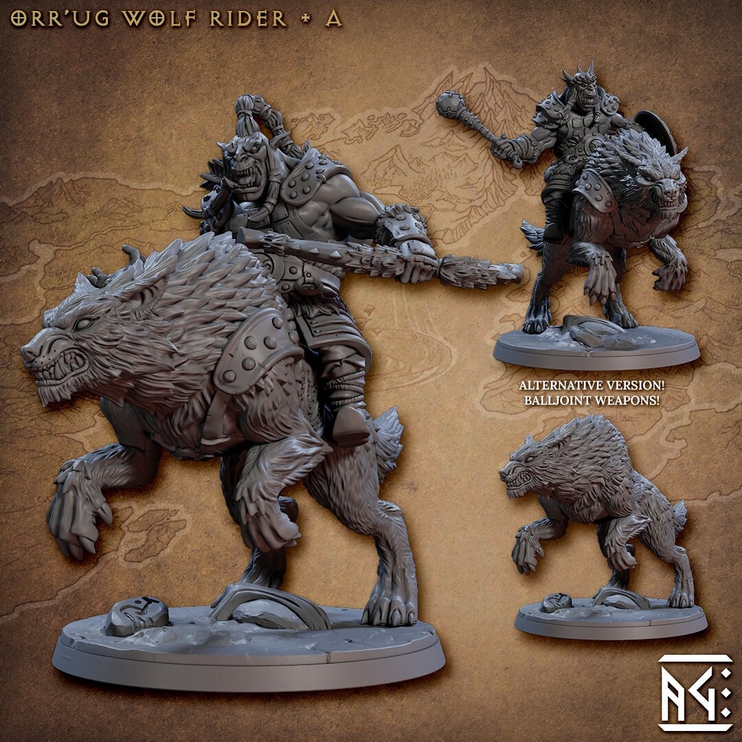 Wolf Rider Miniatures Nomad Orr’ugs Wolf Rider V1 (50mm Base) 3D Printed Resin Miniature ...