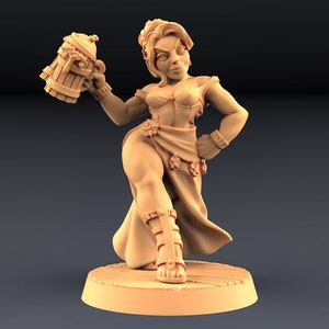 Fraia Dwarven Bar Maid  3D Printed Resin Miniature | Tabletop Role Playing | Dungeons and Dragons | Pathfinder Miniatures | Wargaming