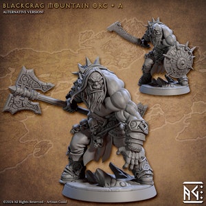 Blackcrag Orc v1 (30mm Base) 3D Printed Resin Miniature | Tabletop Role Playing | Dungeons and Dragons | Pathfinder Miniatures | Wargaming