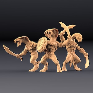 Yuan-ti Snake Warriors 3D Printed Resin Miniature Set | Tabletop Role Playing | Dungeons and Dragons | Pathfinder Miniatures | Wargaming