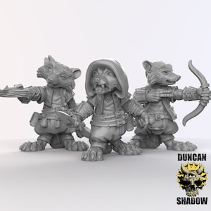 Racoon Folk Rogues 3D Printed Resin Miniature | Tabletop Role Playing | Dungeons and Dragons | Pathfinder Miniatures | Wargaming