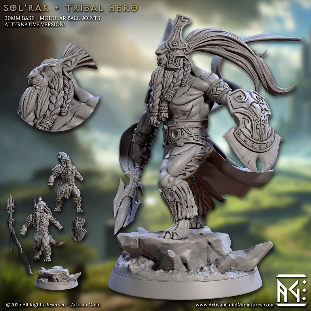 Sol Rak Tribe Hero (30mm Base) 3D Printed Resin Miniature | Tabletop ...