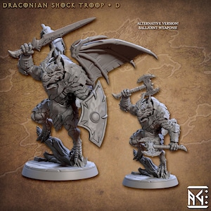 Draconian Shock Troop V4 (30mm Base) 3D Printed Resin Miniature | Tabletop Role Playing | Dungeons & Dragons | Pathfinder Mini | Wargame