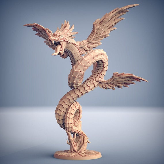Quetzalcoatl the Snake God 50MM Base 3D Printed Resin Etsy