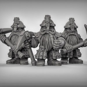 Dwarven Miners 3D Printed Resin Miniature | Tabletop Role Playing | Dungeons and Dragons | Pathfinder Miniatures | Wargaming
