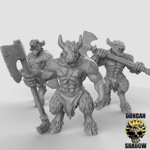 Beastmen With Great Axes 3D Printed Resin Miniature | Tabletop Role Playing | Dungeons and Dragons | Pathfinder Miniatures | Wargaming