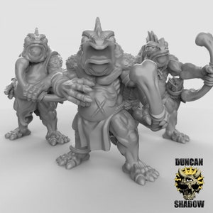 Koa Toa Fish Folk with Bows 3D Printed Resin Miniature | Tabletop Role Playing | Dungeons and Dragons | Pathfinder Miniatures | Wargaming